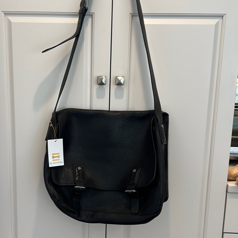 Mcm Black Messenger Bag With Versatile Design Excellent Condition Pebble Leather